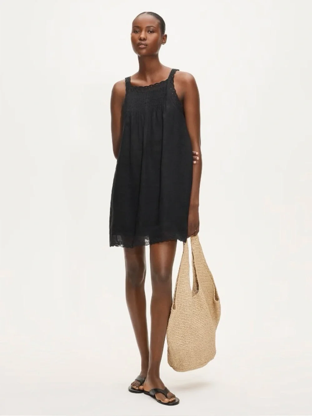 NWT J. Crew Scallop-trim Mini Dress Ramie Black